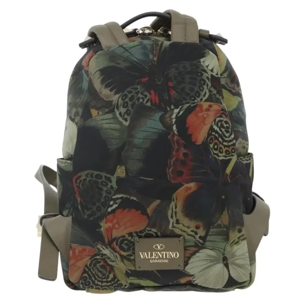 Valentino Nylon Backpack Khaki Champagne Gold
